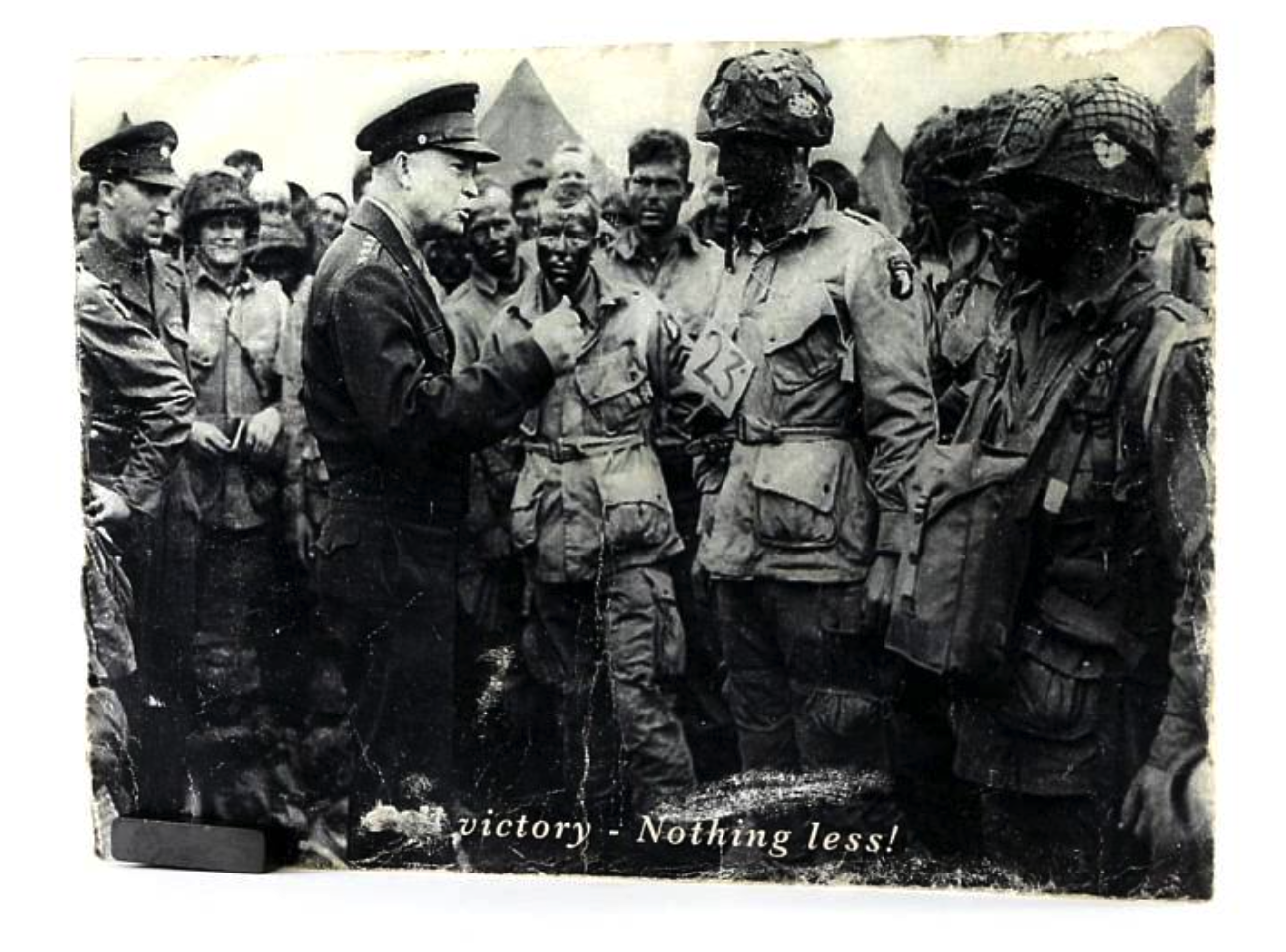 Post Card of Genereral Eisenhower addressing American paratoopers