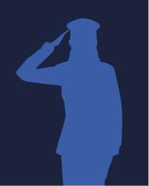 Blue silhouette of a female service member saluting.
