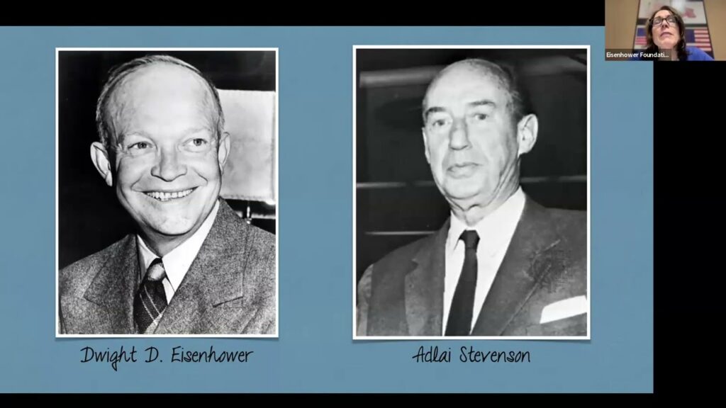 Graphic featuring black-and-white images of Eisenhower on television.