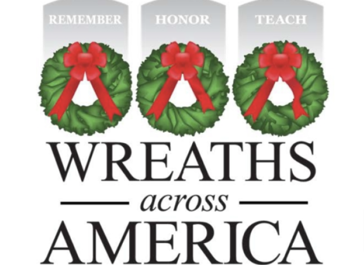 Wreaths Across America logo featuring three holiday wreaths.