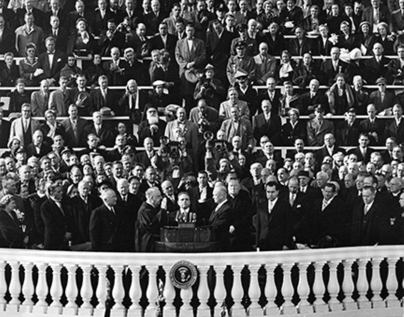 Large crowd gathered for Eisenhower's presidential inauguration.