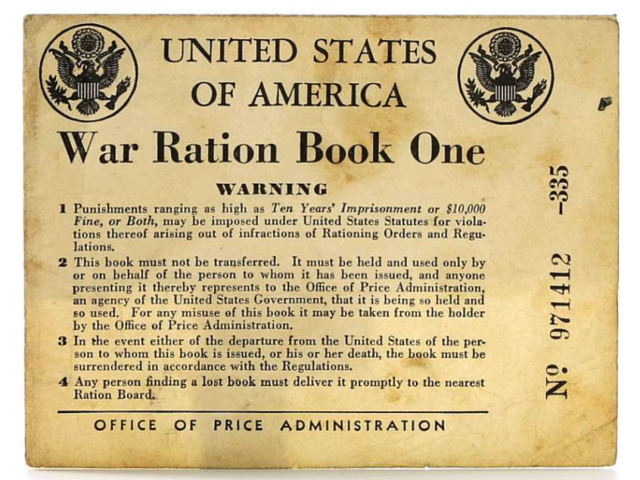 Cover of United States War Ration Book One.