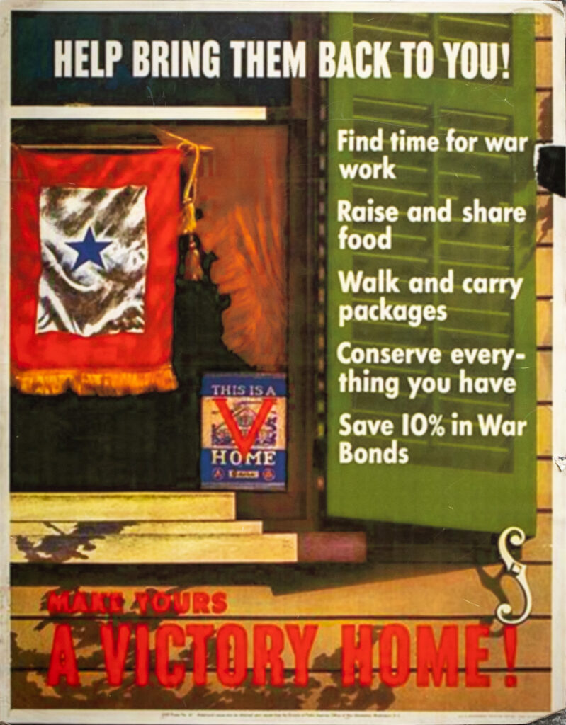 Wartime poster encouraging families to make their homes “Victory Homes.”