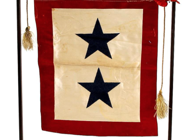 Sons in Service flag displaying two blue stars within a red border.