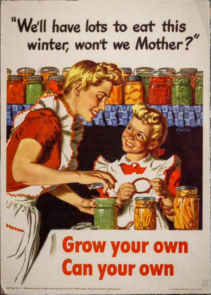 Wartime poster encouraging families to grow food for the winter.