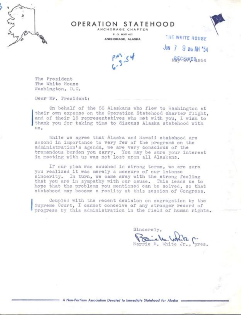 Scanned typewritten letter with handwritten notes.