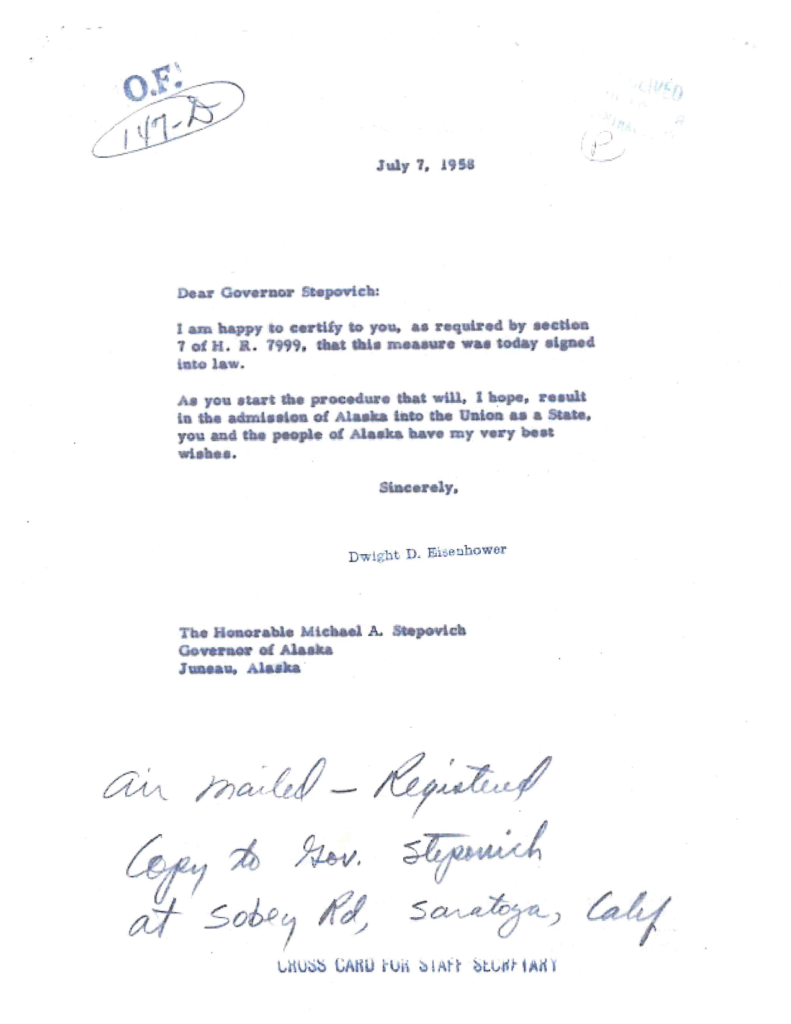 Scanned letters from President Eisenhower with handwritten signatures.