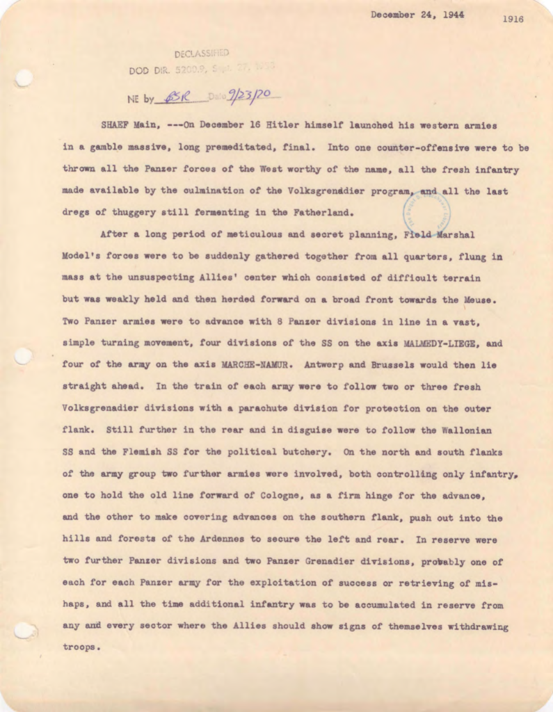 Aged typewritten diary entry.