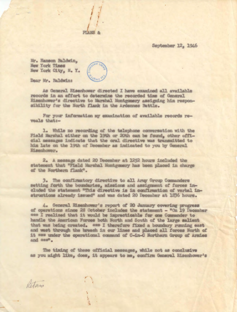 Aged typewritten letter with official markings.