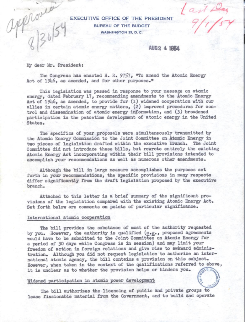 Scanned typewritten letter from Roger Jones to President Eisenhower.