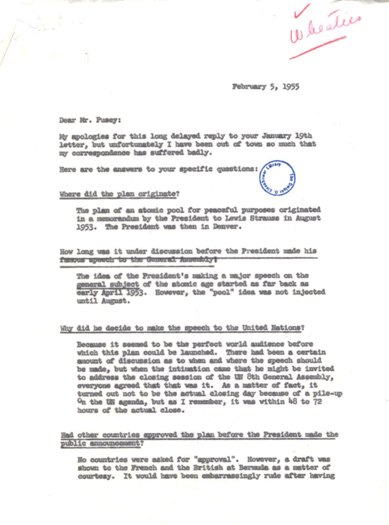 Scanned typewritten letter with handwritten markings.
