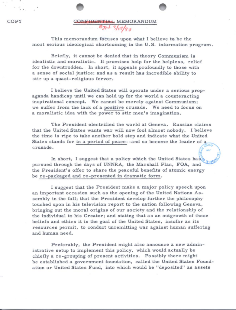 Scanned typewritten memorandum with several paragraphs of text.
