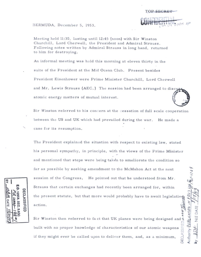 Scanned typewritten memorandum concerning Bermuda.