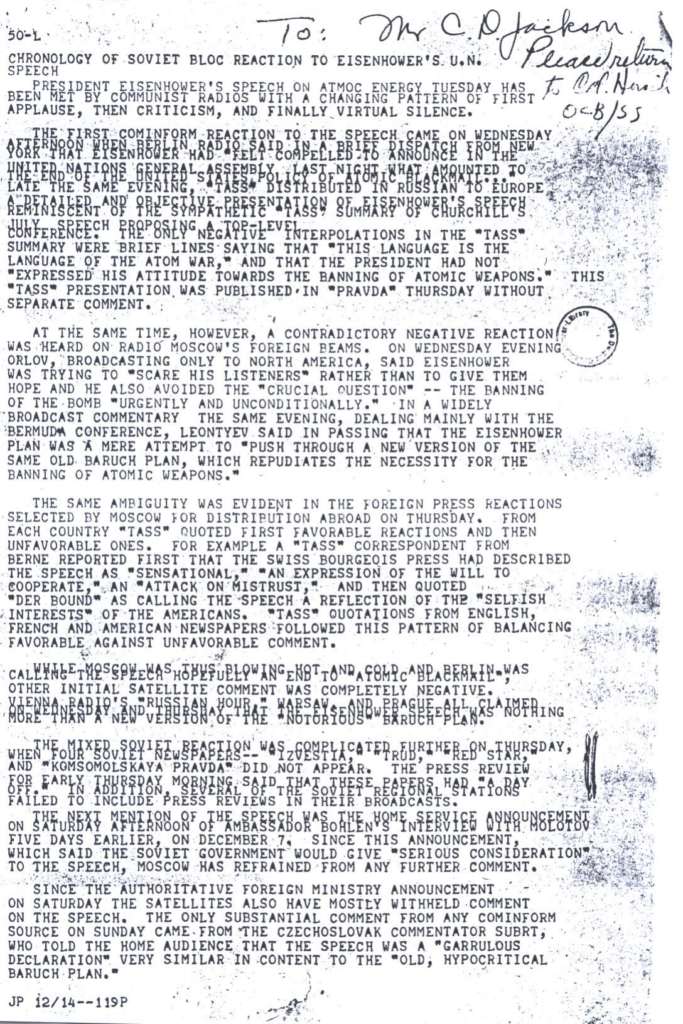 Scanned press wire report with dense typewritten text.