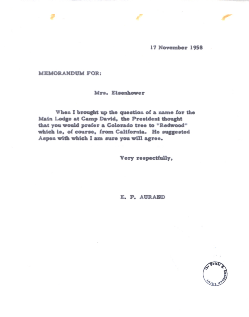 Brief memorandum concerning the name of Aspen Lodge.