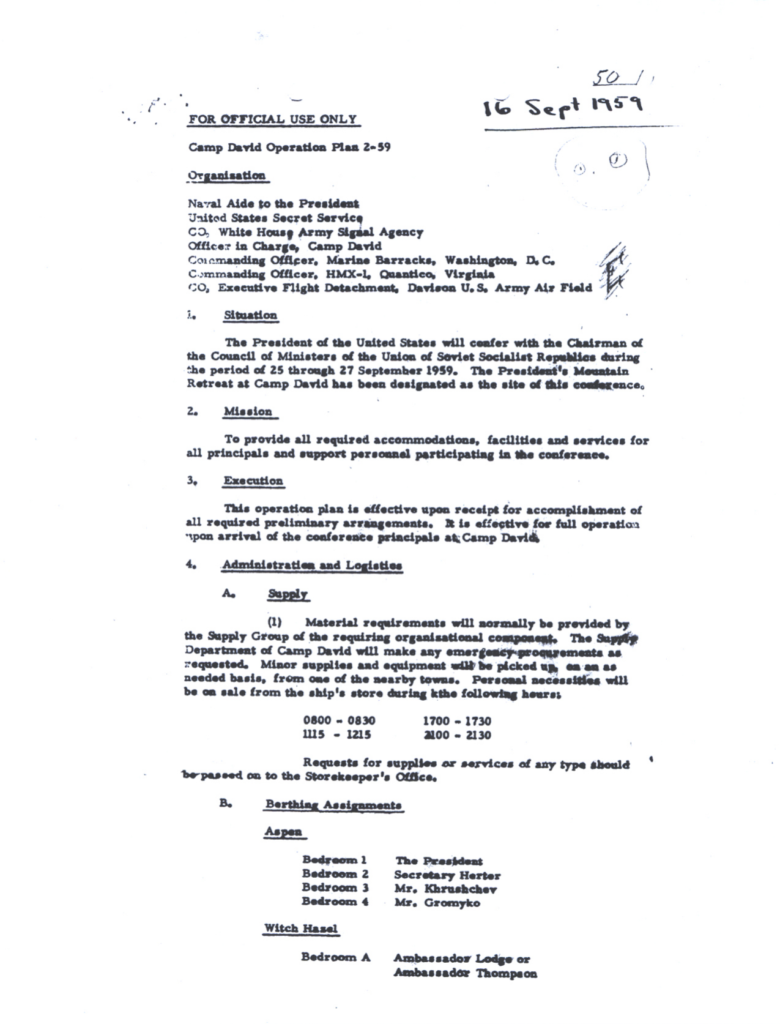 Scanned meeting document concerning Nikita Khrushchev.