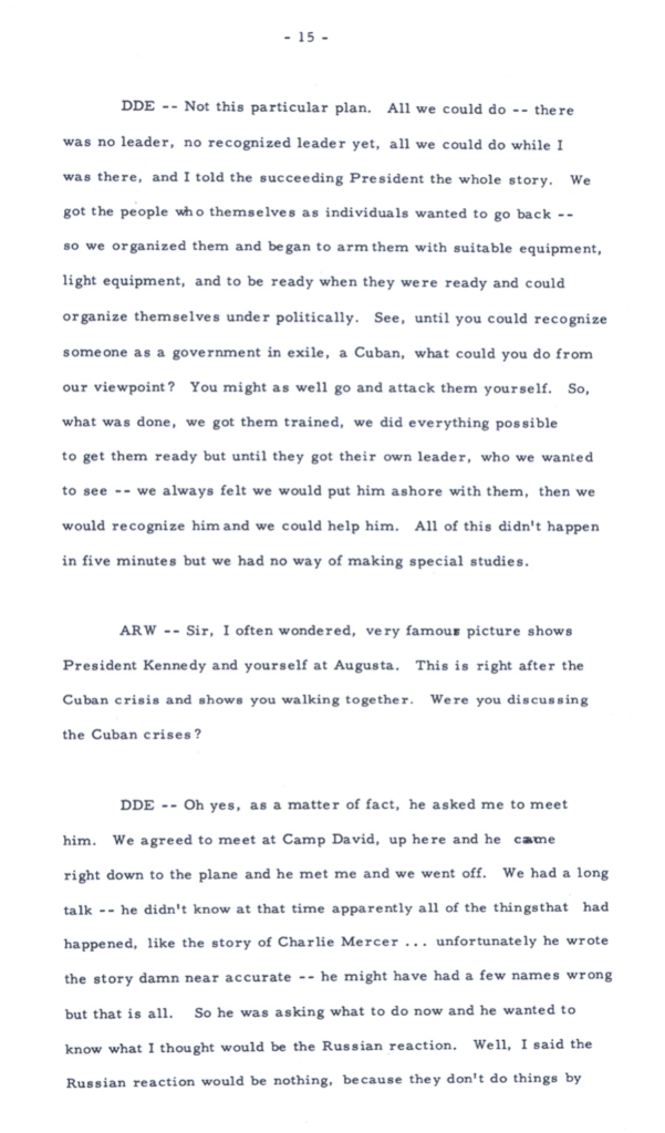 Scanned interview transcript concerning the Cuban Missile Crisis.