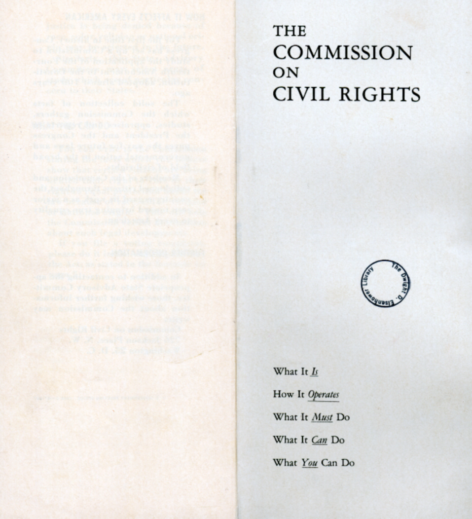 Cover and interior page of a pamphlet about common civil rights.