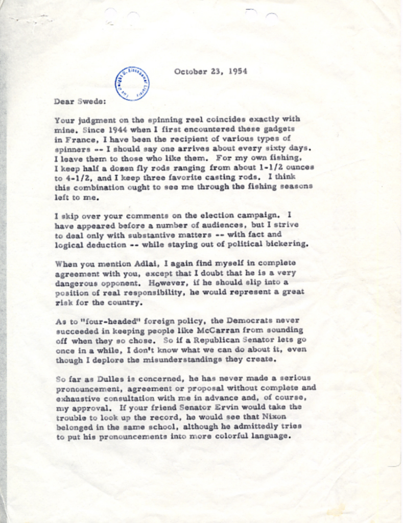 Scanned typewritten letter with an official stamp.