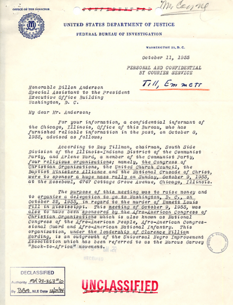 Yellowed typewritten letter with centered letterhead and an official stamp.