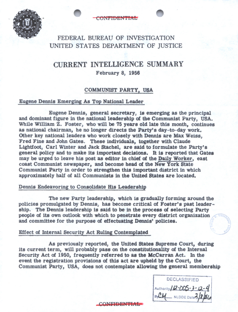 Scanned typewritten memorandum with marked and underlined passages.