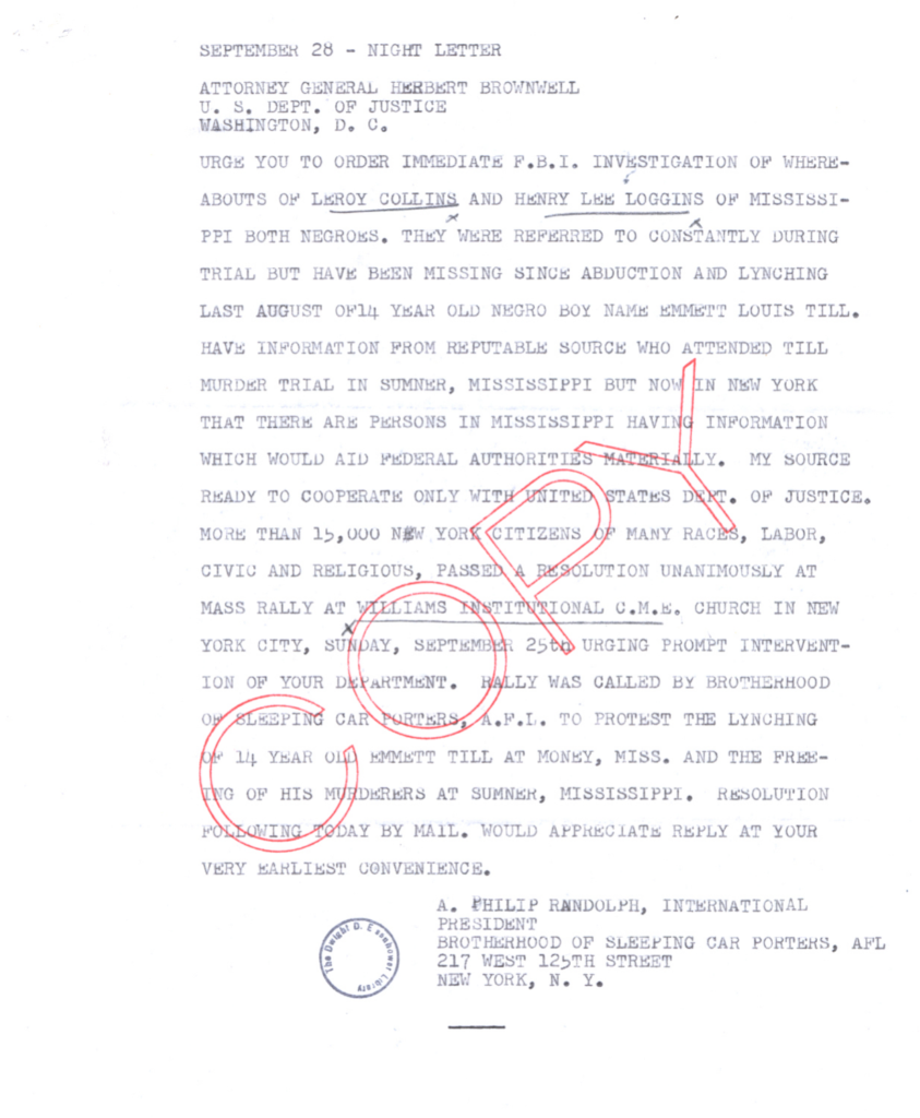 Scanned typewritten letter with red official stamps.