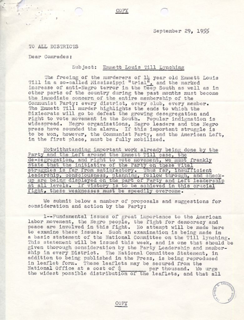Aged typewritten memorandum with marked passages.