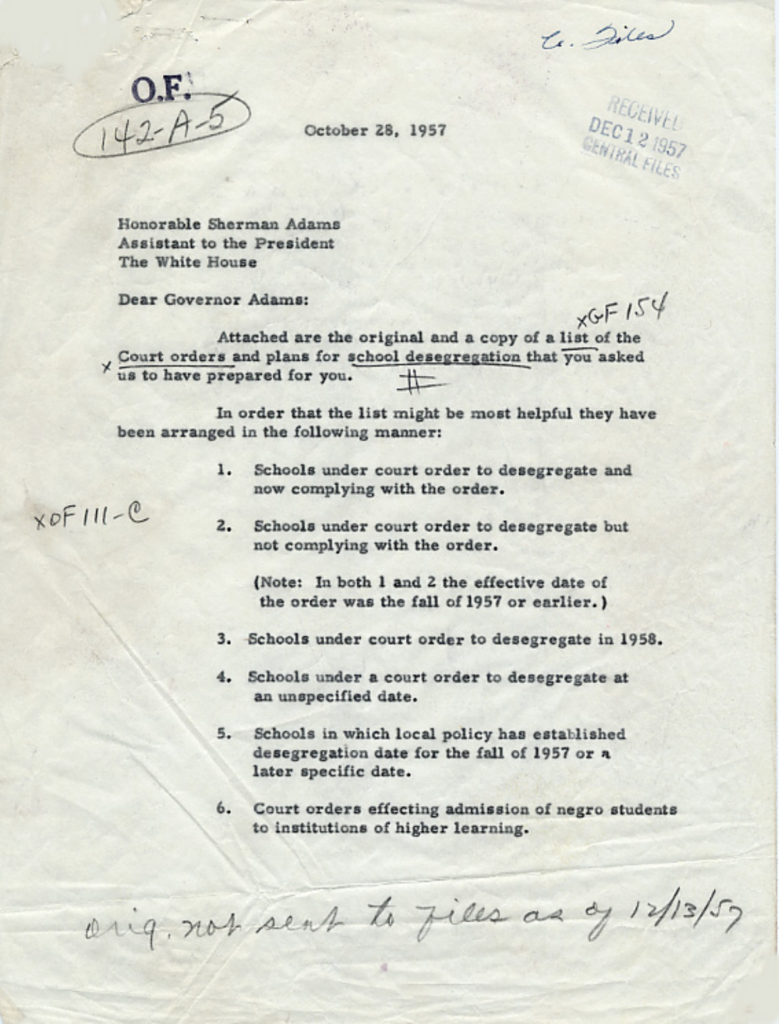 Aged typewritten letter with marked passages and handwritten notes.