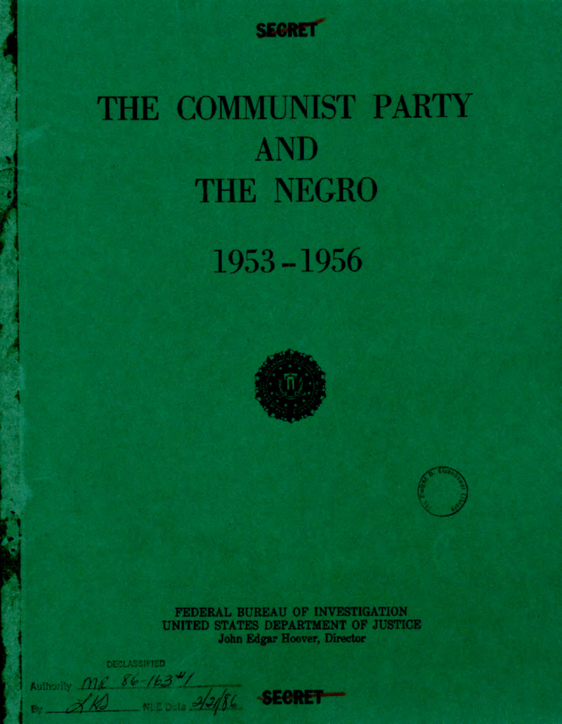 Green booklet cover titled “The Communist Party and the Negro.”