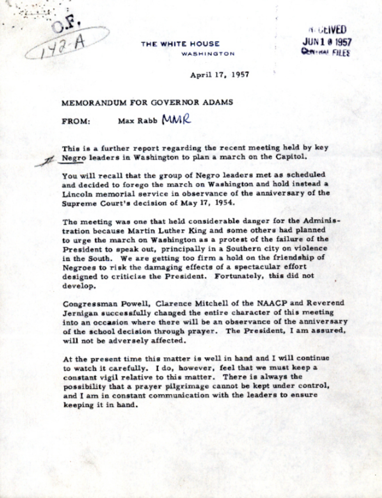 Scanned typewritten memorandum with an official heading.