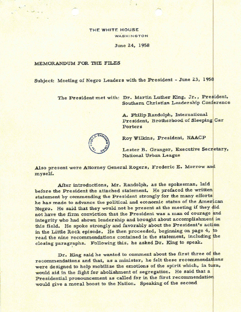 Scanned typewritten meeting record with official stamps.