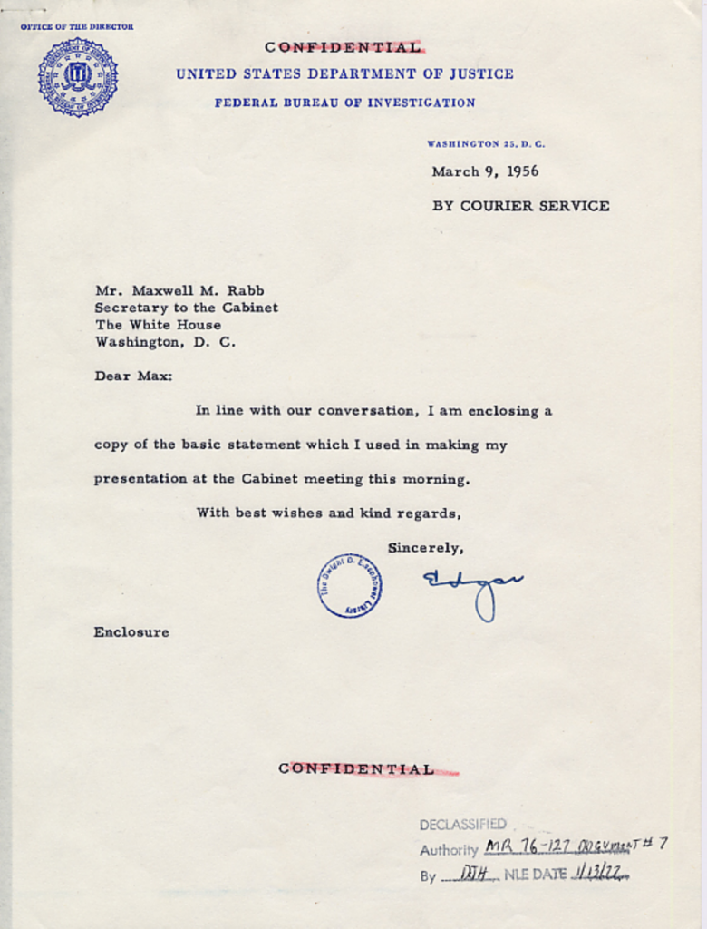 Scanned statement by J. Edgar Hoover on racial tension and civil rights.