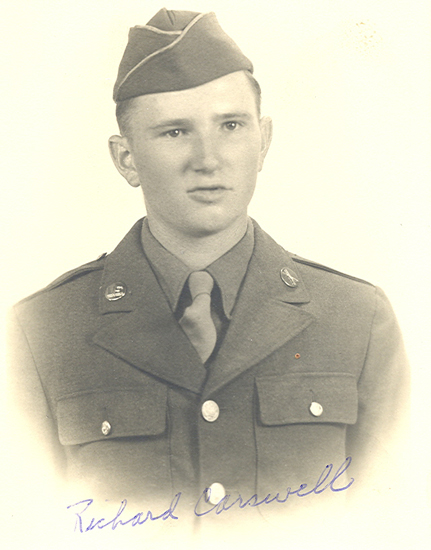 Richard Carswell wearing a U.S. Army uniform and garrison cap.