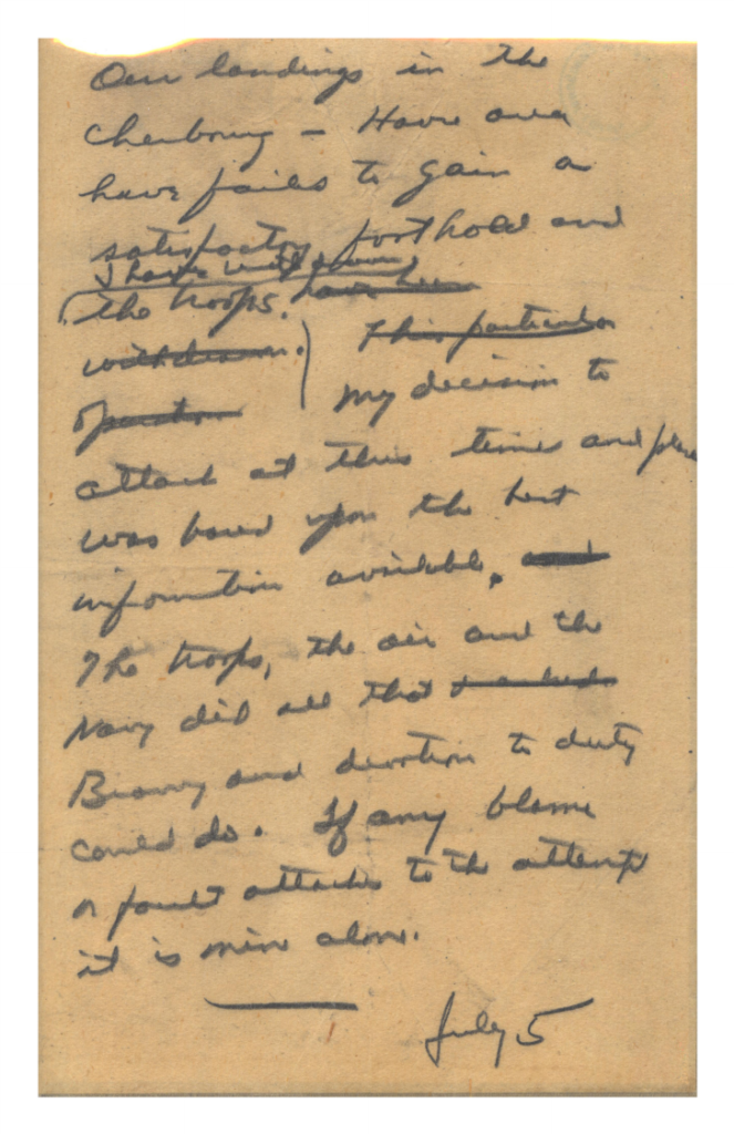 Handwritten message on aged paper.