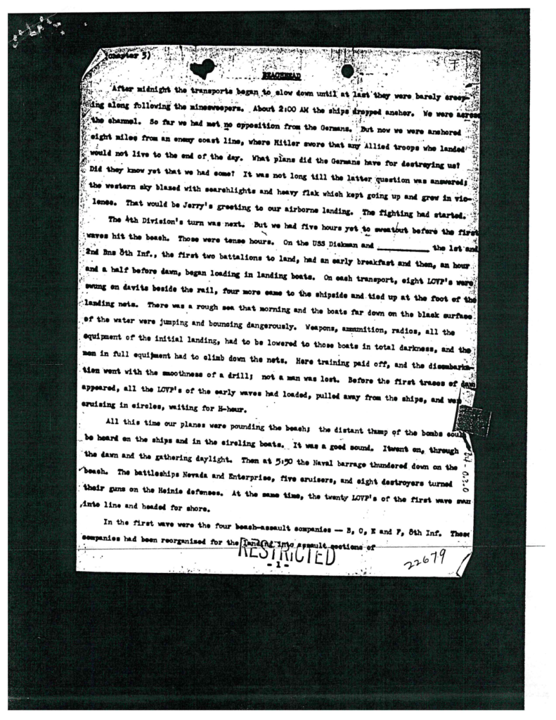 Scanned page of typewritten 16th Infantry journal entries.