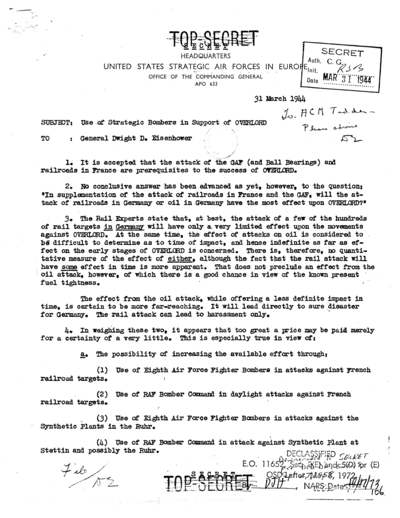 Scanned typewritten military document with underlined passages.