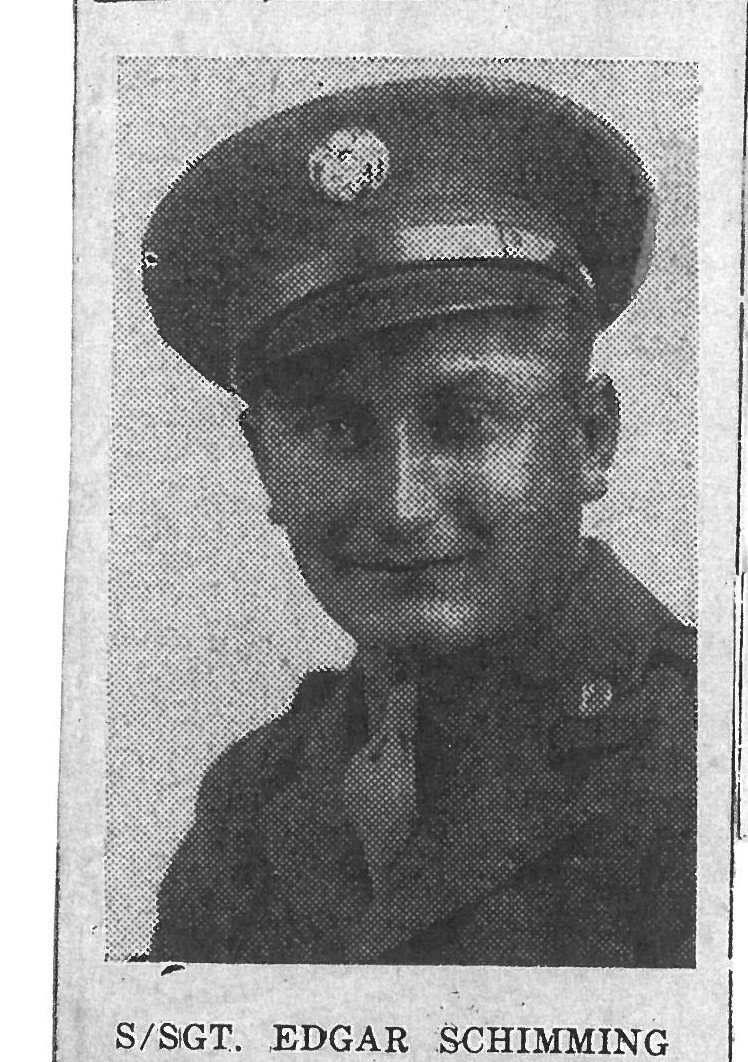 S/SGT. Edgar Schimming wearing a uniform and peaked cap in a grainy portrait.