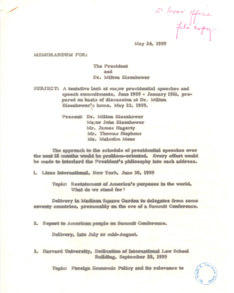 Scanned memorandum with centered headings and typewritten text.