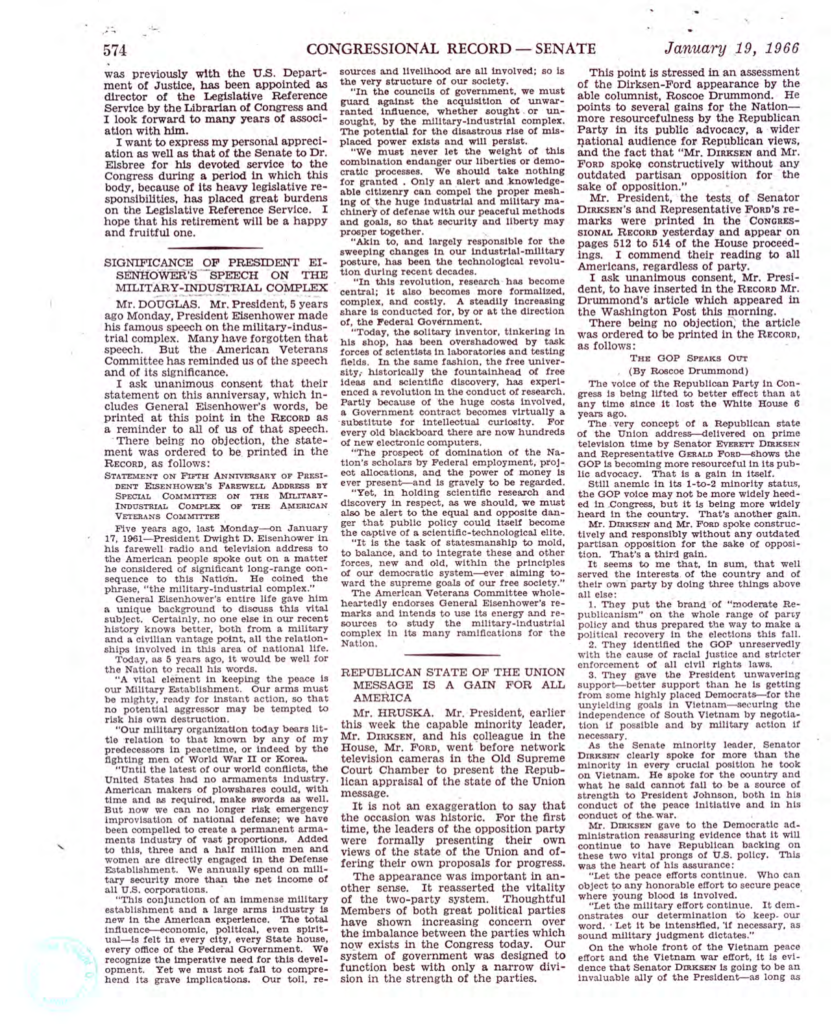 Scanned Congressional Record page with multiple columns of text.