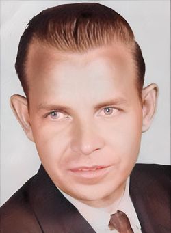 Glenn Gable shown in a close-up colorized portrait.