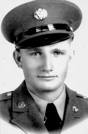 Young Henry Schirmer wearing a military uniform and peaked cap.