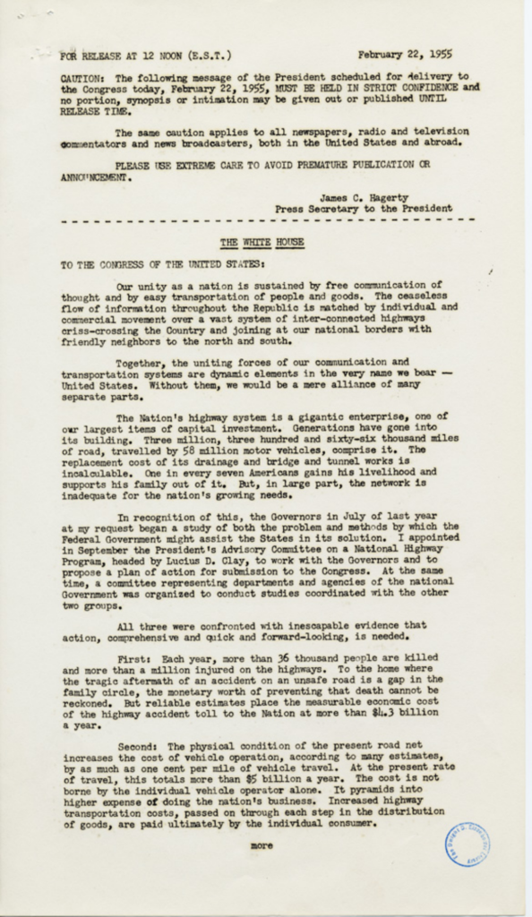 Scanned official message with underlined passages and typed text.