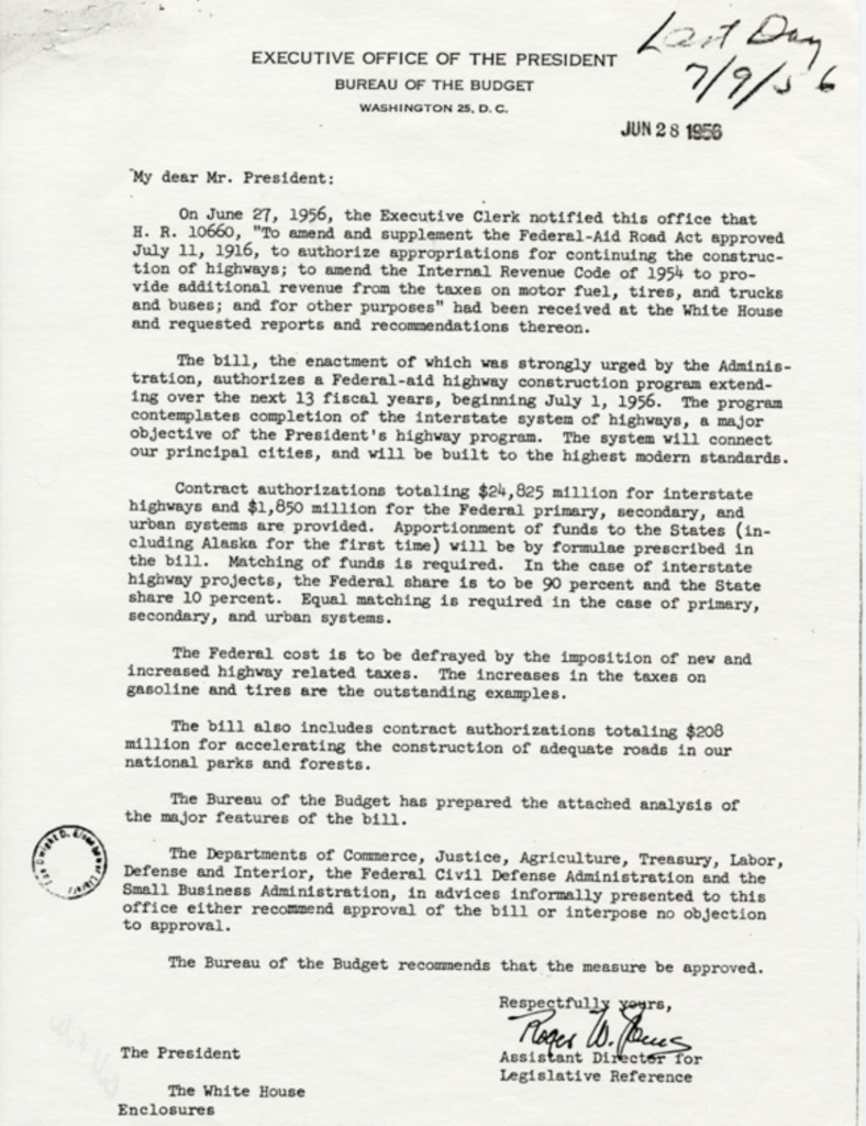 Scanned typewritten letter with handwritten markings and a circular stamp.