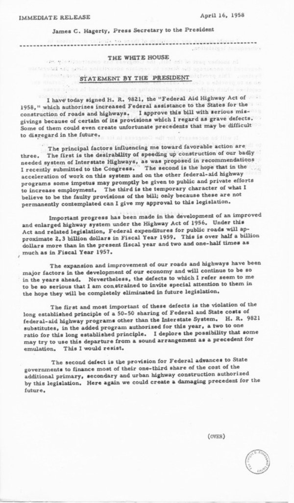 Scanned press release with dense typewritten text.