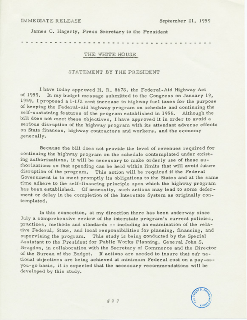 Scanned press release with several paragraphs of typewritten text.