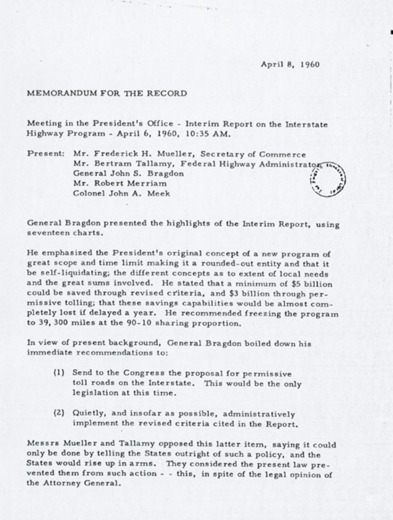 Scanned meeting memorandum with typewritten text and underlined sections.