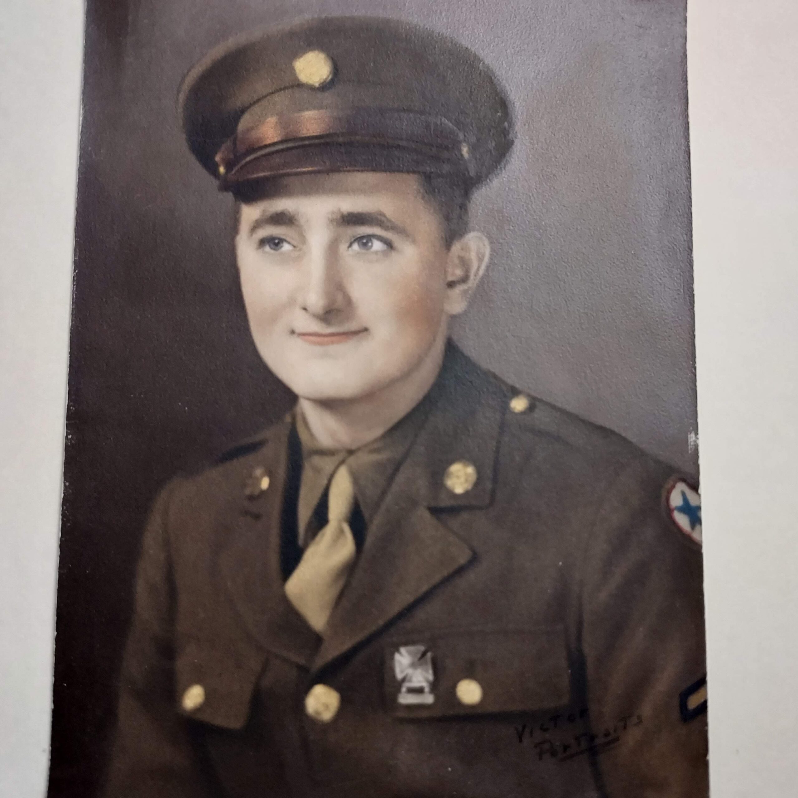 John R. James wearing a U.S. Army uniform and peaked cap in 1942.