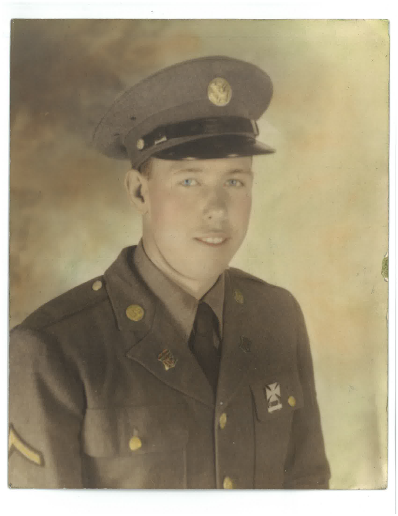 Young serviceman wearing a U.S. Army uniform and peaked cap.