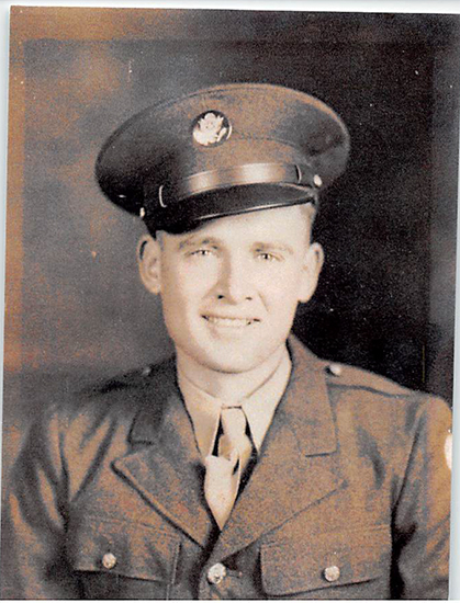 Layton Ozias Gary wearing a U.S. Army uniform and peaked cap.