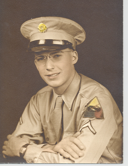Marvin Ledy wearing a U.S. Army uniform and peaked cap.